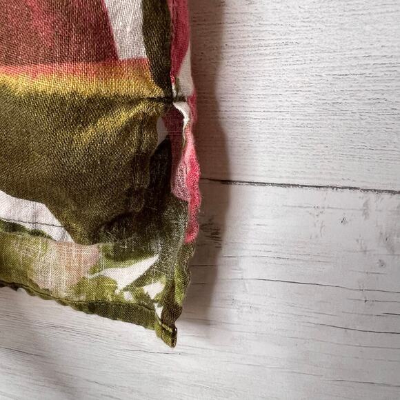 Rachel Zoe Top Womens Size Medium Colorful Floral Foliage 100% Linen Button Down - Picture 6 of 16